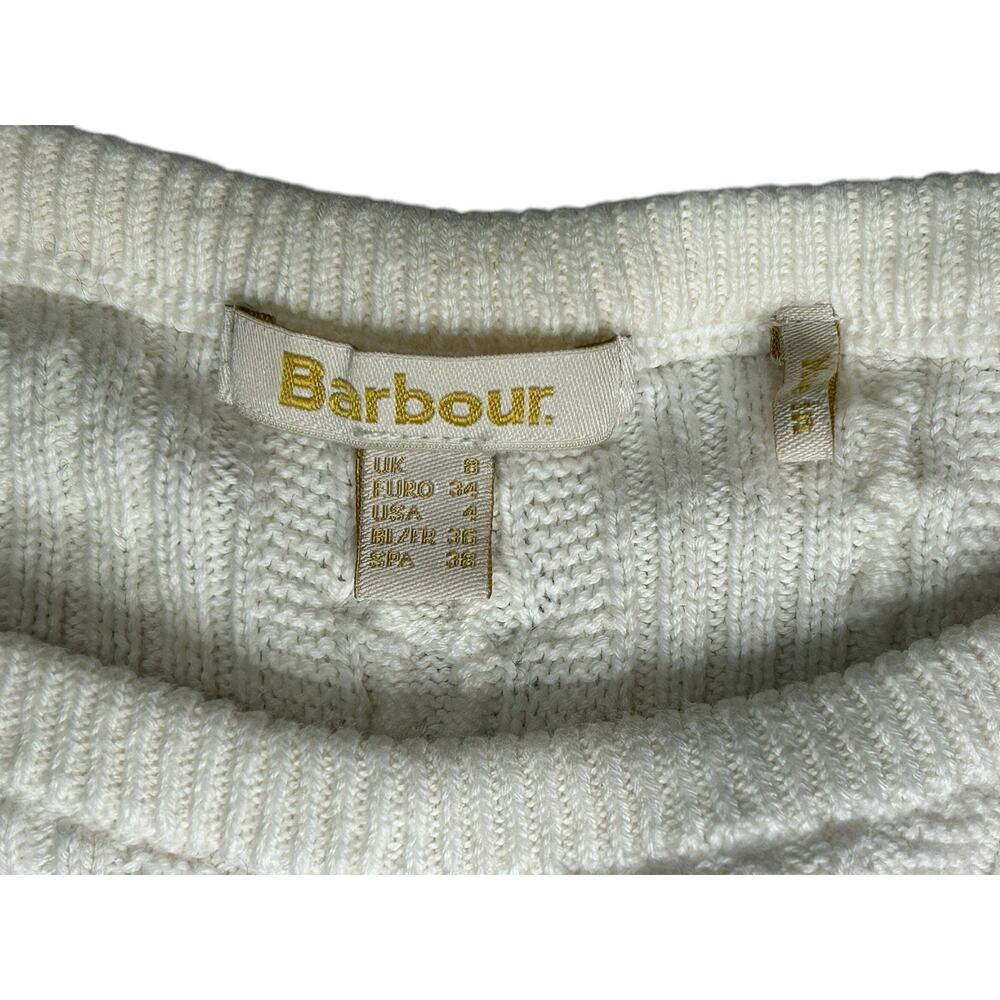 Barbour Cable Knit Sweater Women’s US 4 Cream Pullover Long Sleeve Coastal Chic - Picture 2 of 10